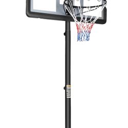 Teenagers Youth Height Adjustable 6.5ft to 10ft Basketball Hoop 44 Inch Backboard Portable Basketball Goal System with Stable Base and Wheels, use for