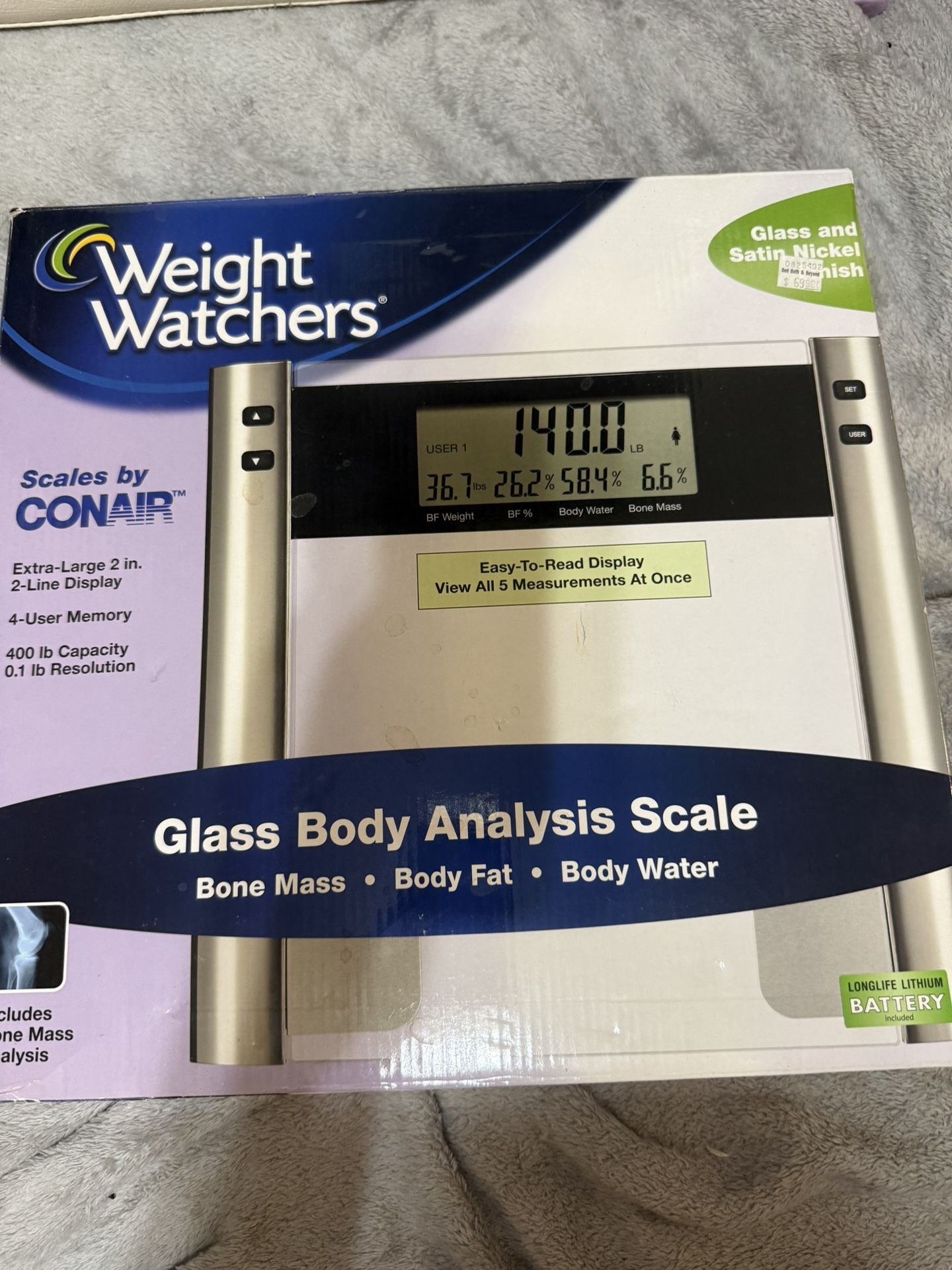 Brand New conair weight Watchers glass Body Analysis Scale , Needs Battery