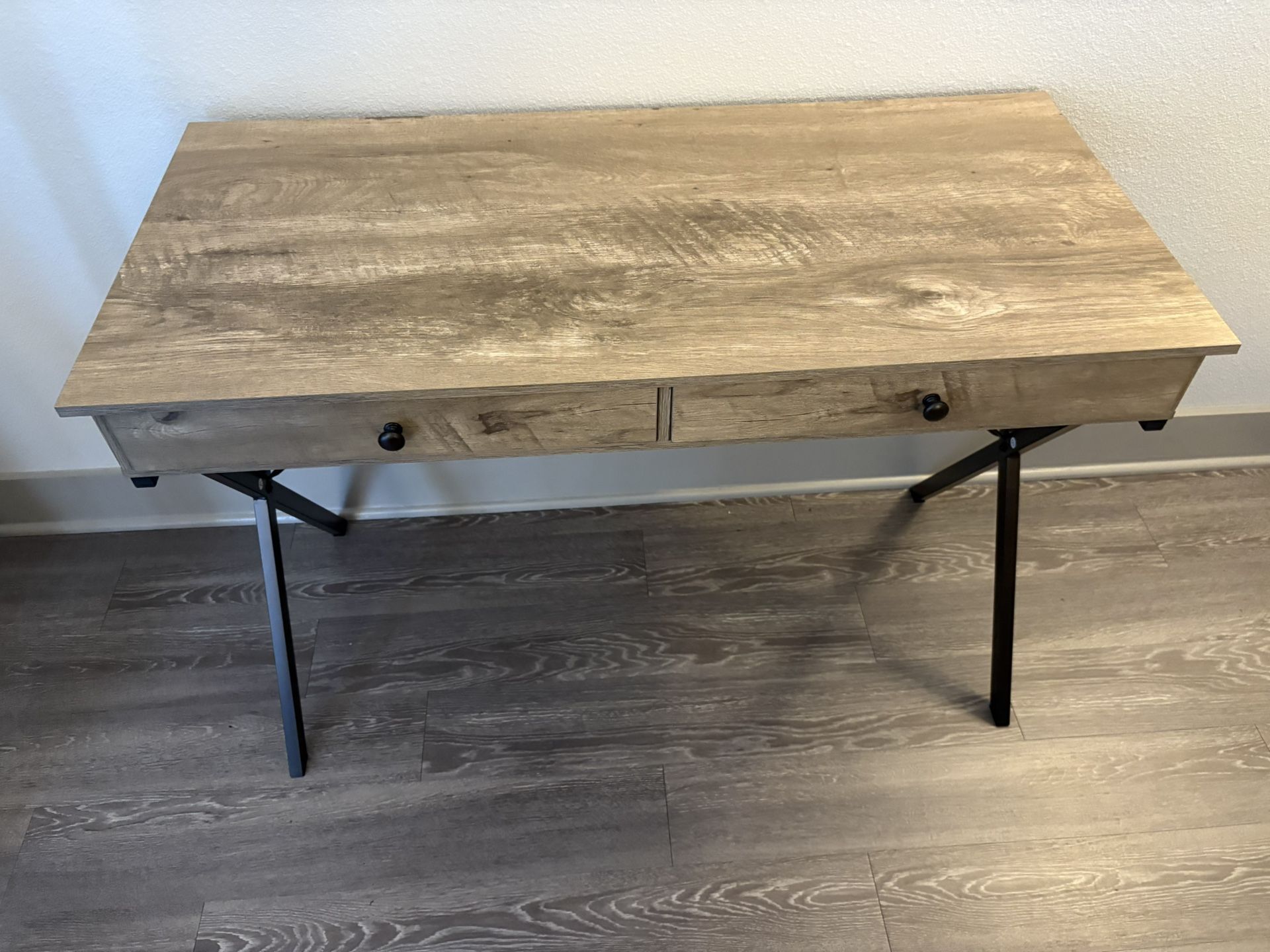 Wooden Desk With Metal Legs