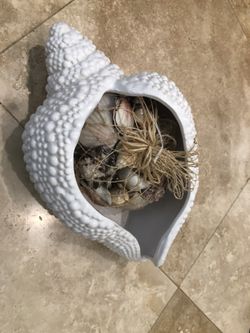 Glass seashell with rocks