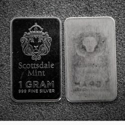 2 Grams Scottsdale Mint Silver Bars Prepper Silver  [1G Bars X2]