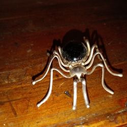 Sterling Silver Spider Brooch Onyx Belly Signed E Spencer Navajo 