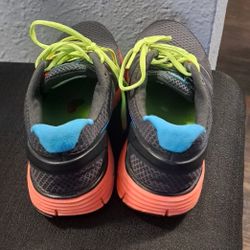 Nike Lunarglide+3. Size 8. Women’s Running Shoes. Black/Red/Blue With Light Green Lace. 454315-006