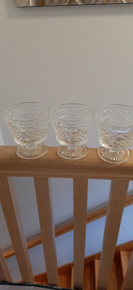 3 Hazel Atlas Gothic Footed Glasses