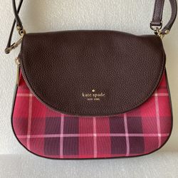 KATE SPADE New York Plaid Berry Medium Flip Shoulder Bag