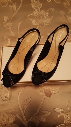 Kate spade black suede sling back heels