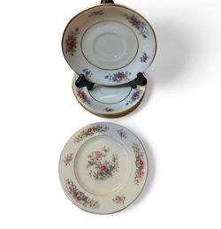 Lenox Avon Floral SAUCER And Butter Plate Set Porcelain with Gold Trim on Rim