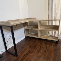 L-Shaped Metal Base Writing Desk
