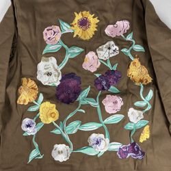 Taylor Swift Jacket — Brown With Embroidered Floral Pattern — Size Medium
