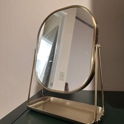 Brass Vanity Flip Mirror W/ Tray