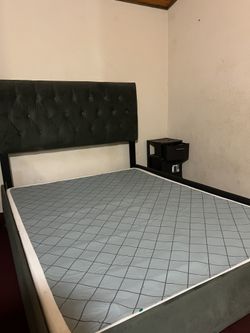 grey tufted queen bed frame