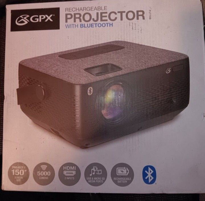 New Unopened GPX Rechargeable Projector W/Bluetooth