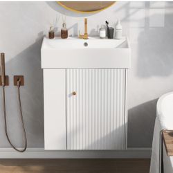 Assembled New 22” Floating Bathroom Vanity W/ Sink Wall Mounted Bathroom Vanity Cabinet W/ Sink