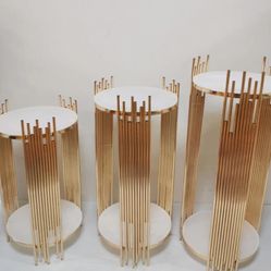 Gold Metal Stand 3 Pieces Plinths For Baby shower Birthday Wedding Party Events 