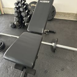 Complete Home Gym Weight Set + Barbell, Dumbbells, Plates & Mat
