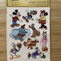 Vintage Hallmark Disney Capers Stickers 3Sheets Mickey Mouse NOS Donald