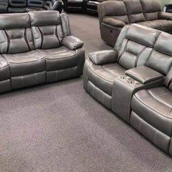 New Gray Recliner Couch And Loveseat Only $50 Down Payment 