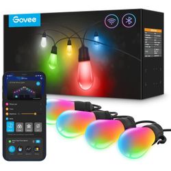 Govee Smart Outdoor String Lights, RGBIC Warm White 96ft Dimmable Waterproof LED Bulbs, WiFi Patio Lights Work with Alexa, APP Control, IP6