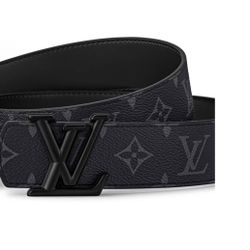 LOUIS VUITTON Coated Canvas Belt Men's Black Width 4CM(175)78