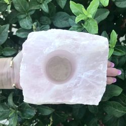 Lg. Rose Quartz Candle Holder💕