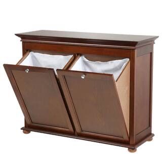 Home Decorators Collection Hampton Harbor 35 in. Double Tilt-Out Hamper in Sequoia