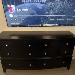 Matching Black Curved Dresser + Nightstand Set