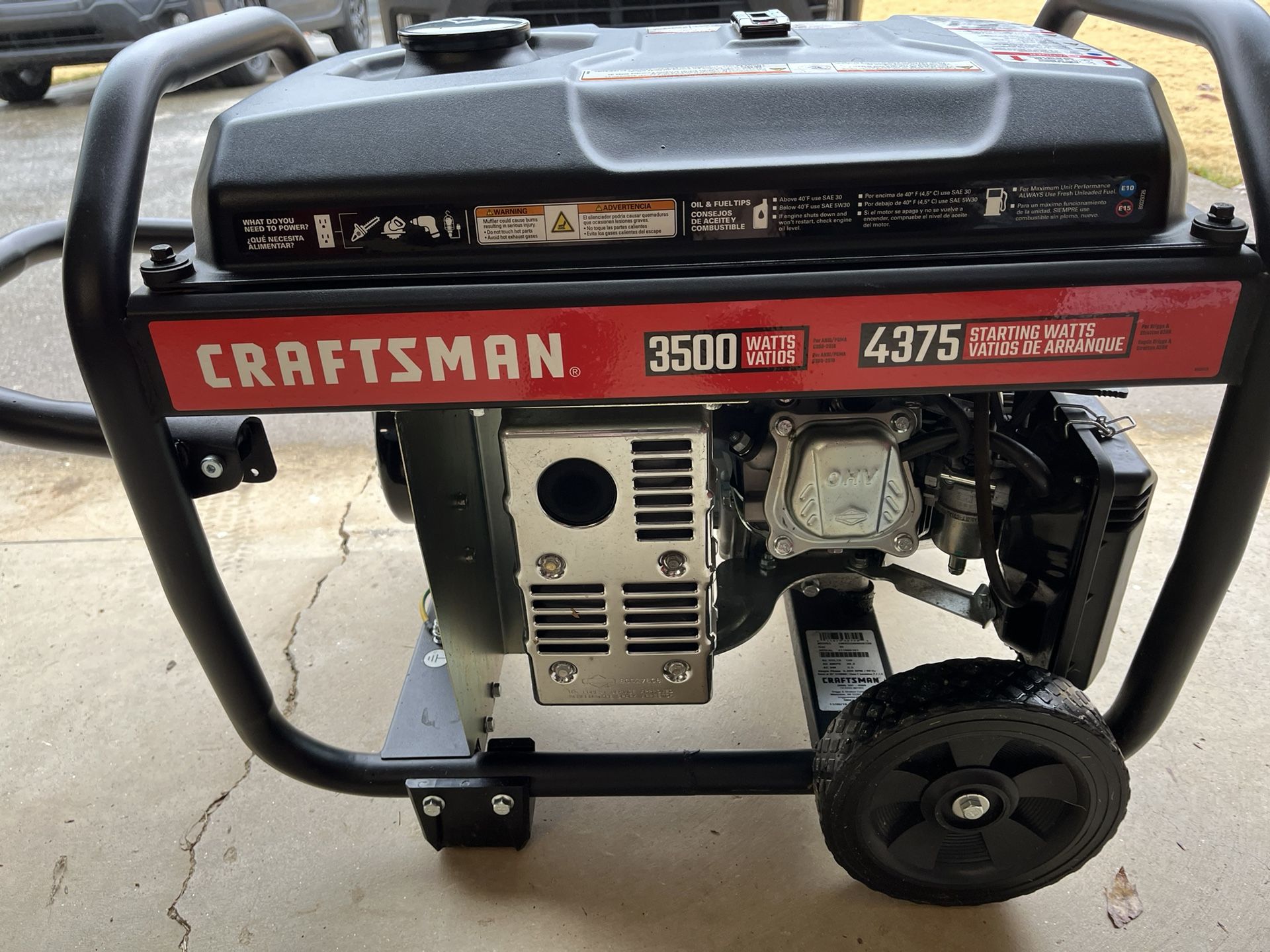 2019 Craftsman 3500W/4375W Briggs & Stratton Gas Portable Generator w/manual (Like New)