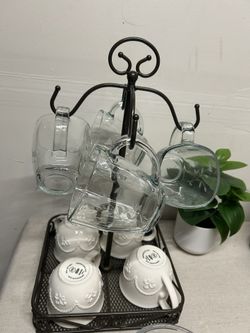 Princess House Mini Coffee Cups With Tiny Plates. 