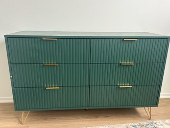 Modern Green Six Drawer Dresser