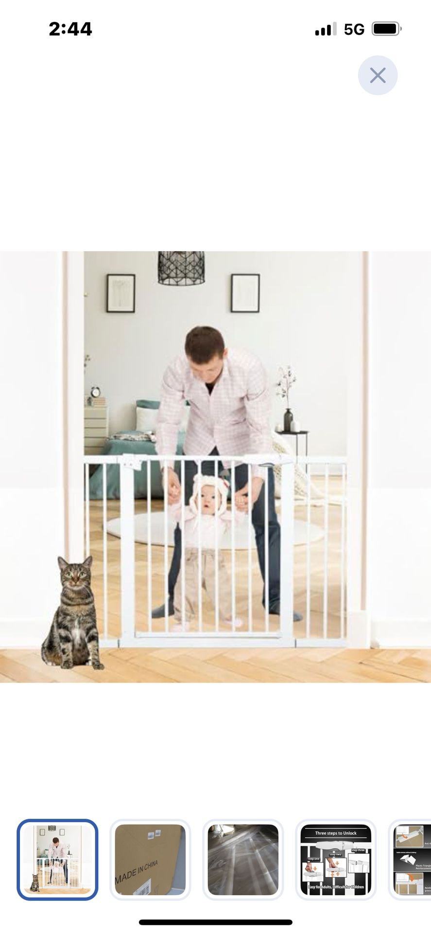 “New”(kids/Pet)safety Gate”Extra Wide”Pressure Mounted,walk Thru Door(retail$119)