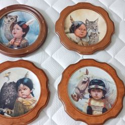 Set Of 4 Native American Girl Decorative Plates