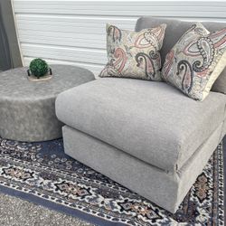 New Adorable Large Armless Chair $185, Ottoman $175