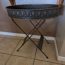 Vintage metal butler tray table.