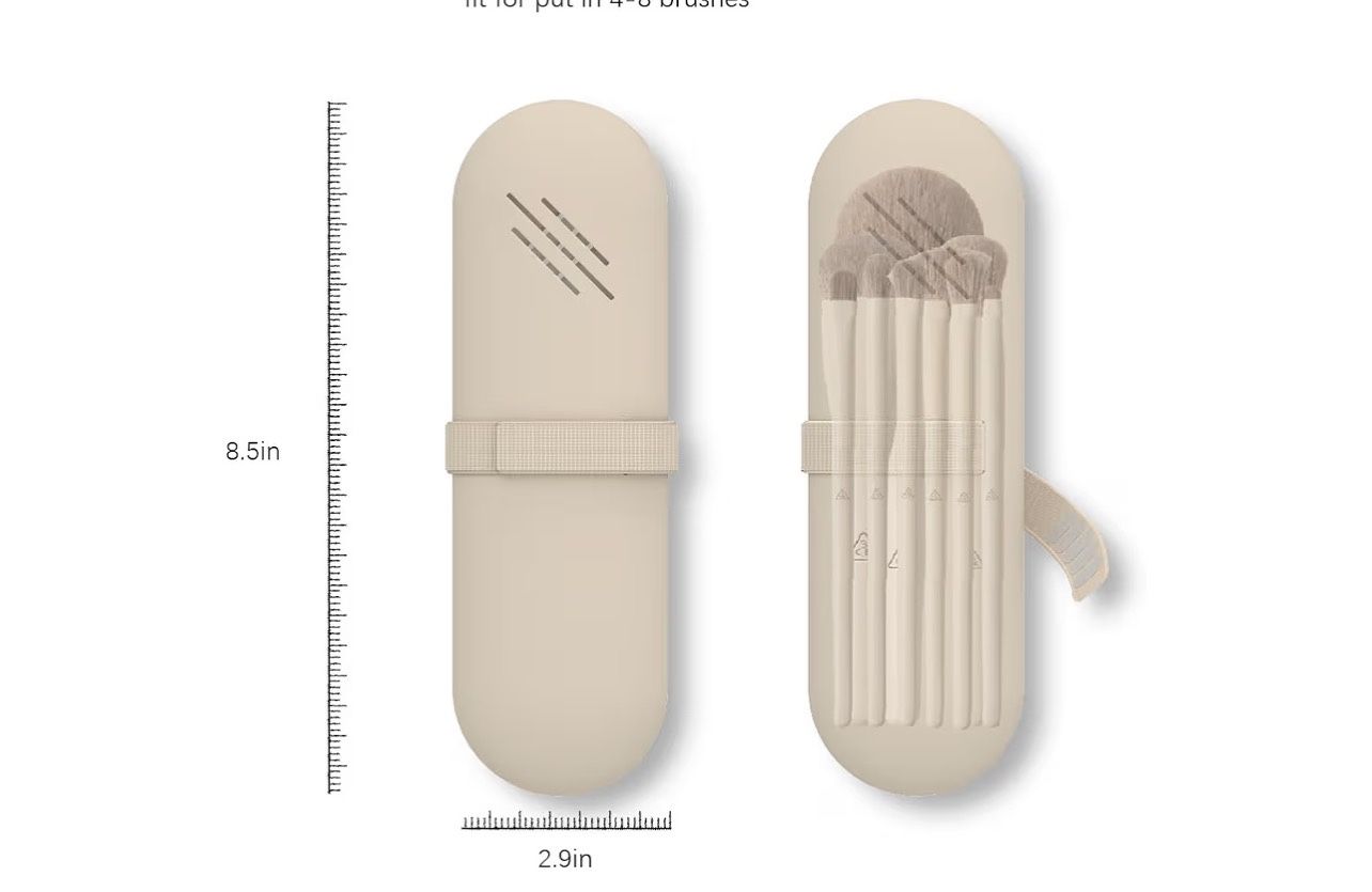 Travel Makeup Brush Holder,Make Up Organizer Bag Case,Cosmetic pouch,Toiletry Organizer,Silicon Small Makeup Brush Purse (Walnut)