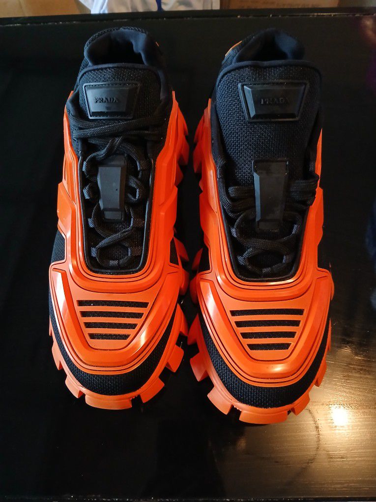 Prada Cloudbust Thunder Sneakers Orange Black Size US 9
