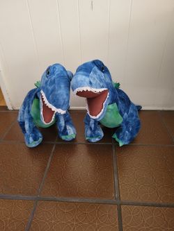 2 Blue Plush Dinosaurs for Kids