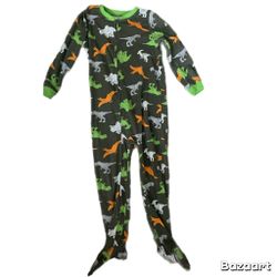 Sz 6 Boys Brown Dinosaur Footie Pajamas Carters