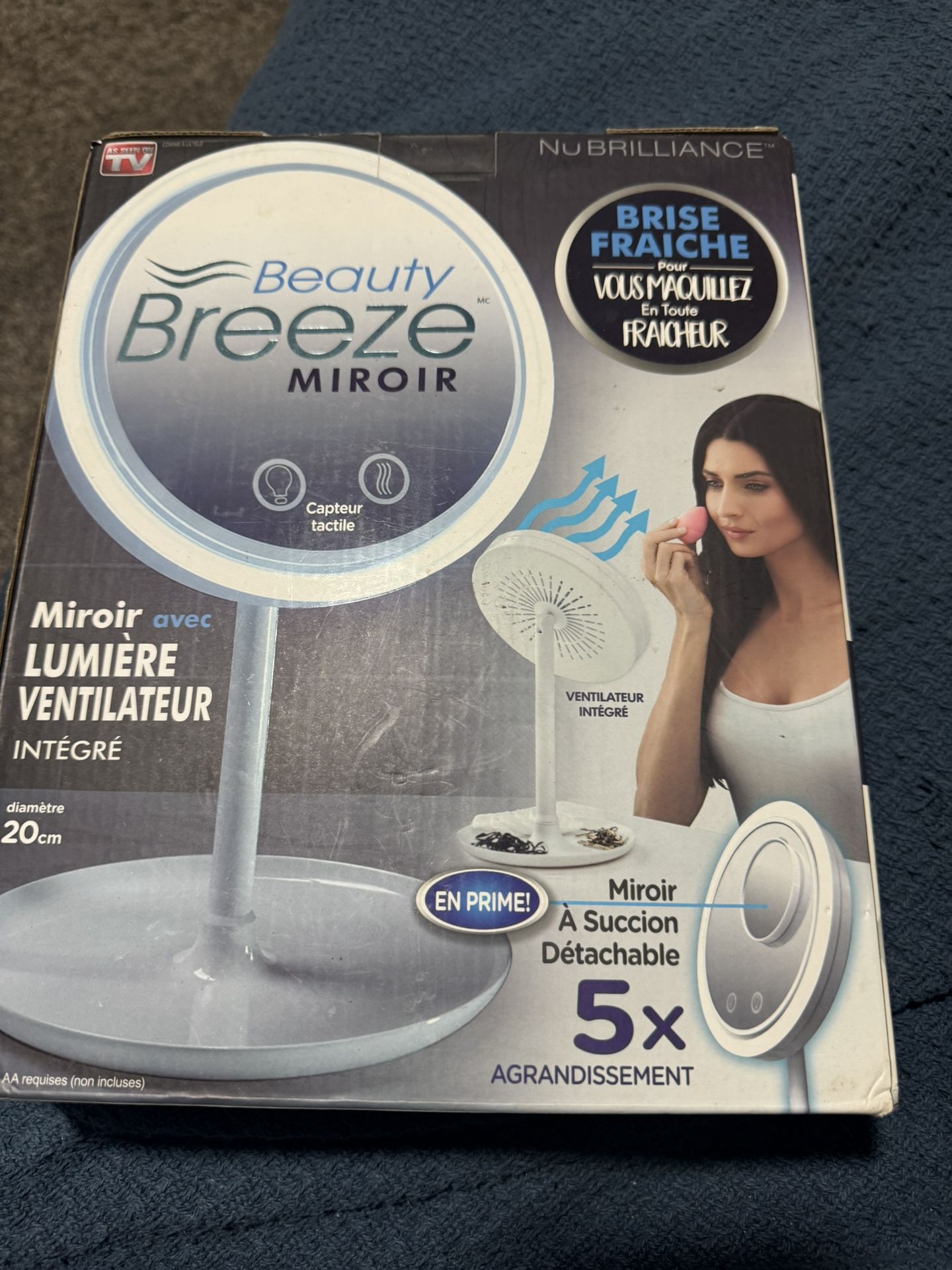 NuBrilliance Beauty Breeze LED Lighted Mirror with Built-In Fan and 5x Magnification