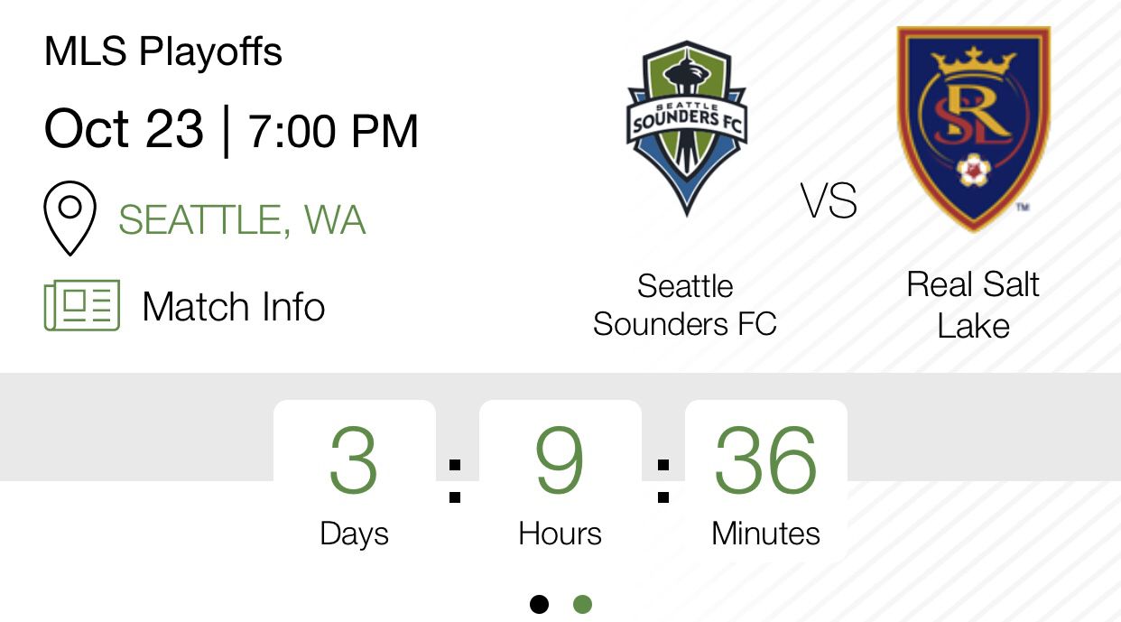 Sounders 2nd round playoff game - Oct 23 - 7pm