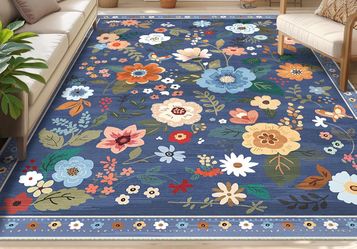 8x10 Washable Area Rug Carpet Blue Brand New 