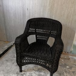 Set of 4 Stackable Black Wicker Armchairs