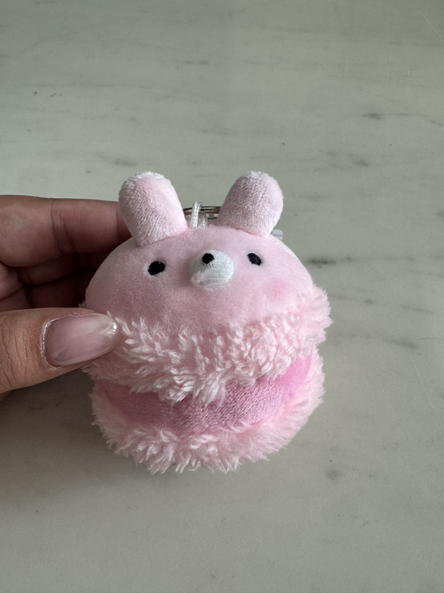 Pink Bunny Macaroon Plush Keychain
