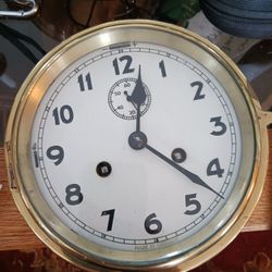 German Ships Clock With Alarmbell Ship Boat Brass Antique Hamberg 2 