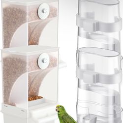 4 Pcs No Mess Bird Feeders Automatic Parrot Water Dispenser Clear Bird Seed Container Parakeet Cage Accessories for Small and Medium Birds Parrot Cock