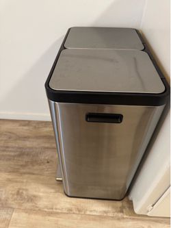 Stainless steel trash and recycling bin