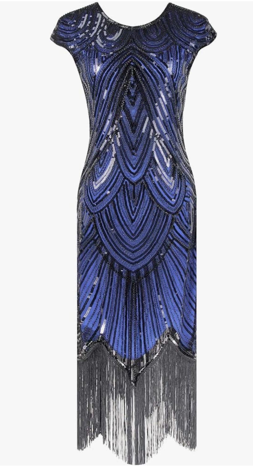 fundaisy | Dresses | Fundaisy Blue Black Sequin Sleeveless Gatsby...