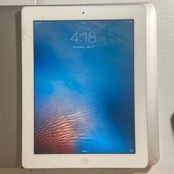 iPad Gen 2/3. White/silver, 16GB, Works Great Still! Some Cracks On Side Of Screen 