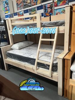 Twin full whitewash bunk bed with mattresses colchones camas