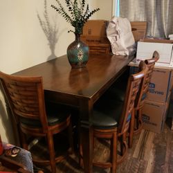 Commercial Grade Dining Table & 4 Swival Stools