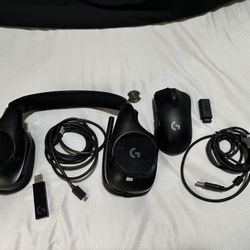 logitech wireless headphone and mouse